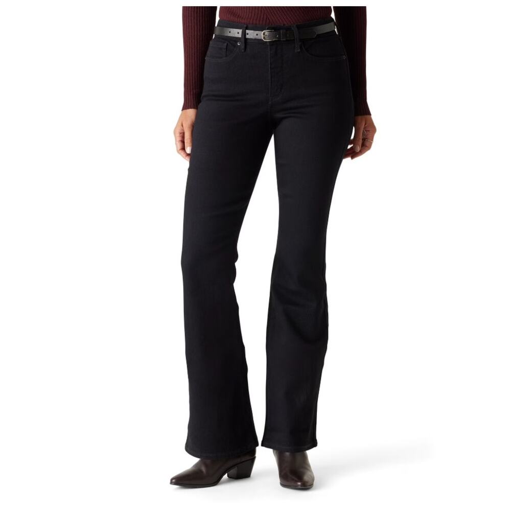 Levi Strauss Signature Jet Black At Waist Mid Rise Bootcut Denim Jeans Sz 12